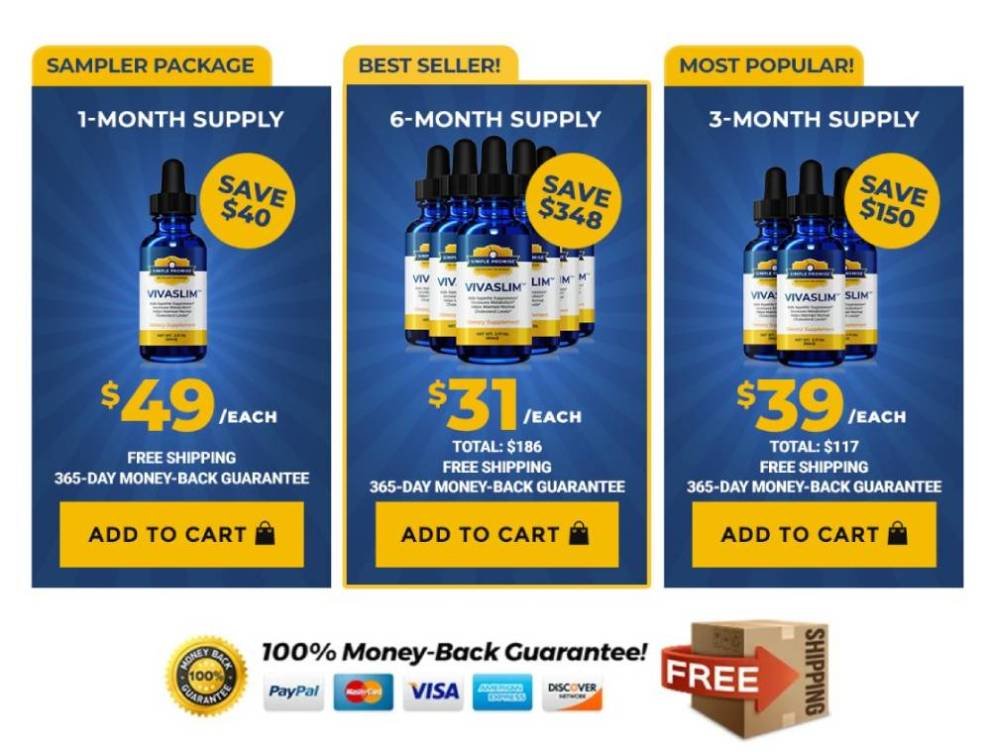 VivaSlim pricing options displaying different supply selections